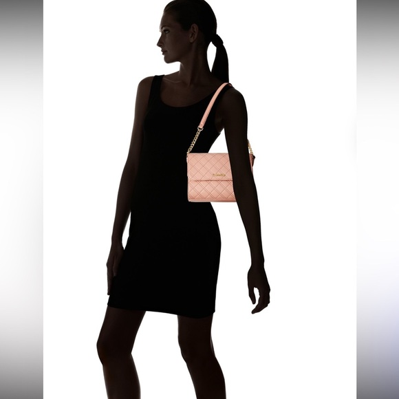 Calvin Klein Permanent Quilted Pebble leather Shoulder Bag flap rusted pink - Picture 7 of 14